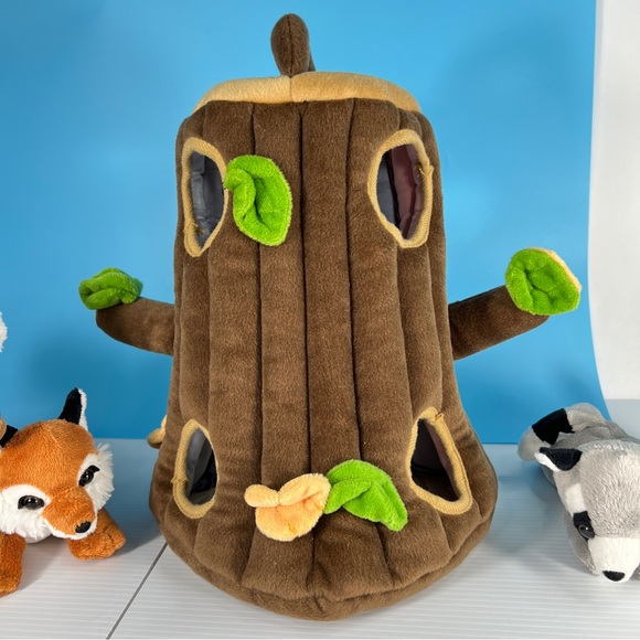 Unipak Tree House 5 Animal Hide-Away Play Set Plush Chipmunk Raccoon Fox 2 Bears - Picture 11 of 17